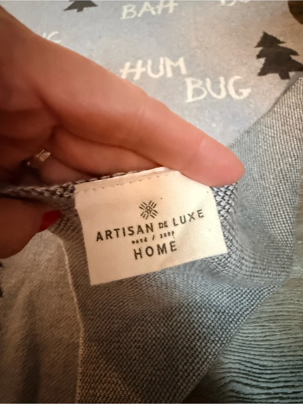 Artisan de Luxe Home 'Bah Humbug' Grey Decorative Throw Blanket